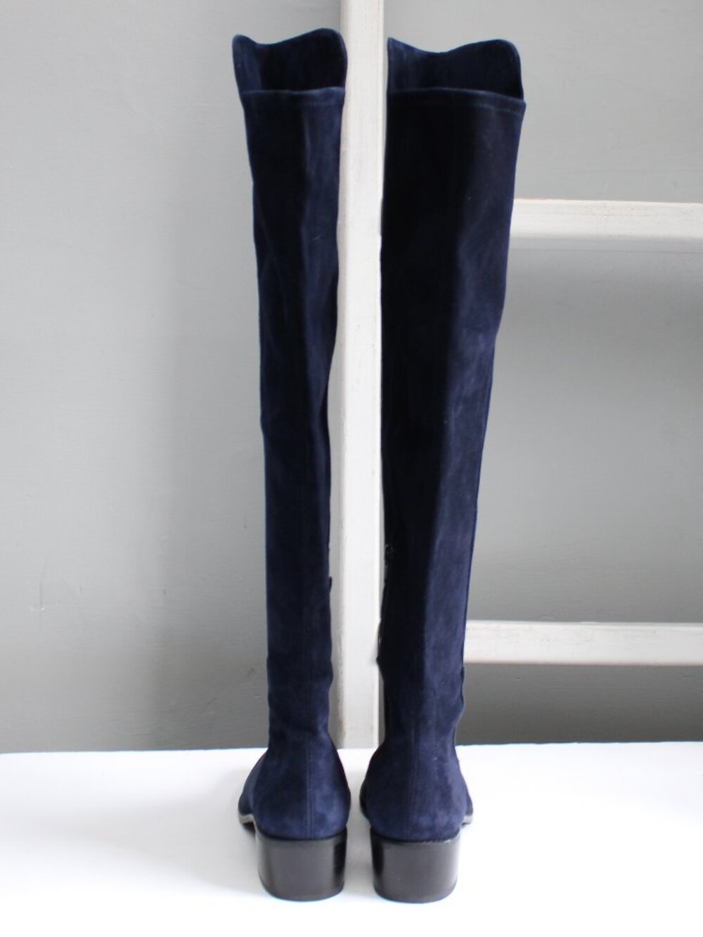 Stuart Weitzman Women's Allserve Nice Blue Suede Over The Knee Boots Size 7 - Picture 4 of 11